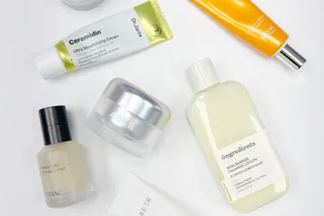Context: assorted South Korean skincare products on a white surface, photographed on 30 October 2025; not AESTURA products or a Sephora launch.