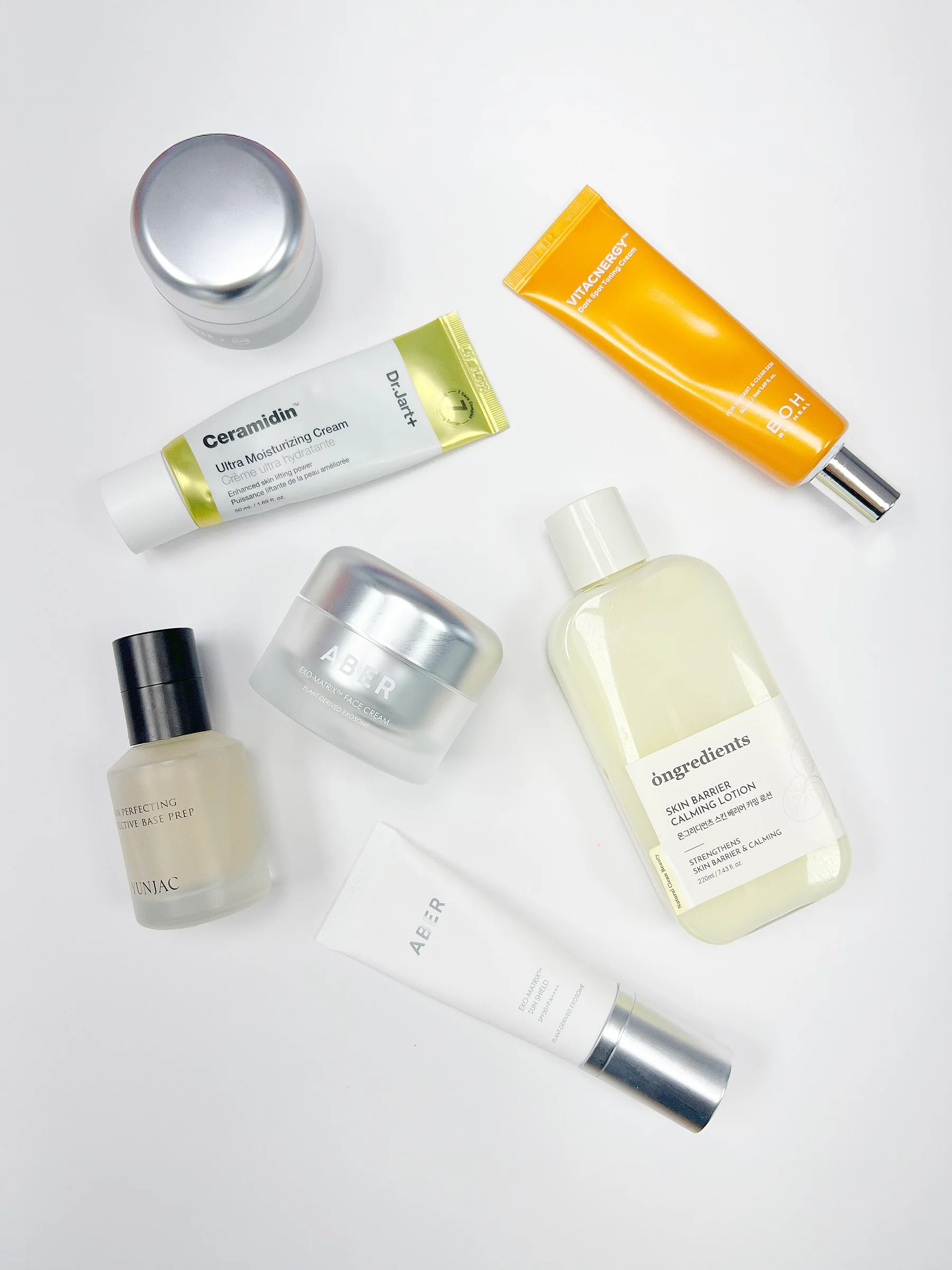 Context: assorted South Korean skincare products on a white surface, photographed on 30 October 2025; not AESTURA products or a Sephora launch.