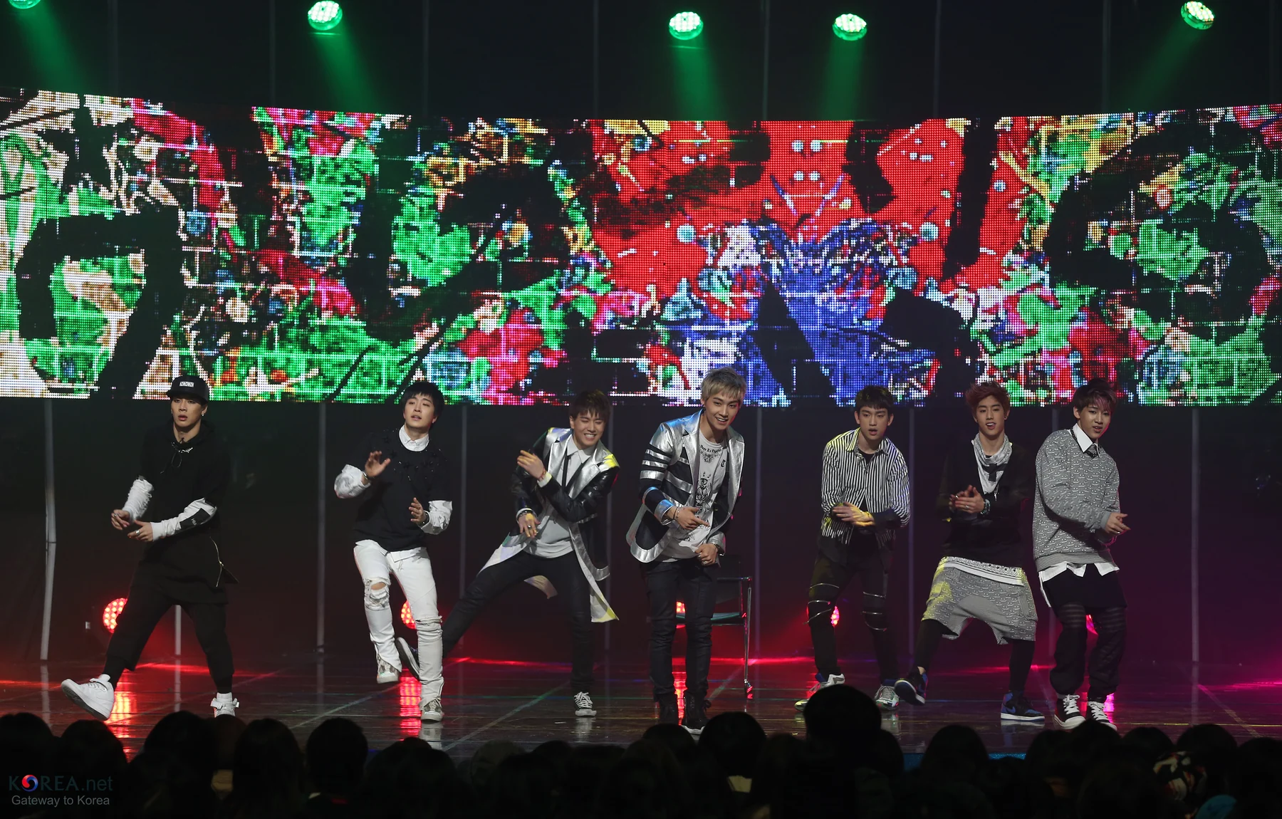 GOT7 performing on Mnet M Countdown at CJ E&M Center in Seoul in 2014; historical Korean music-programming context, not a FAST lineup