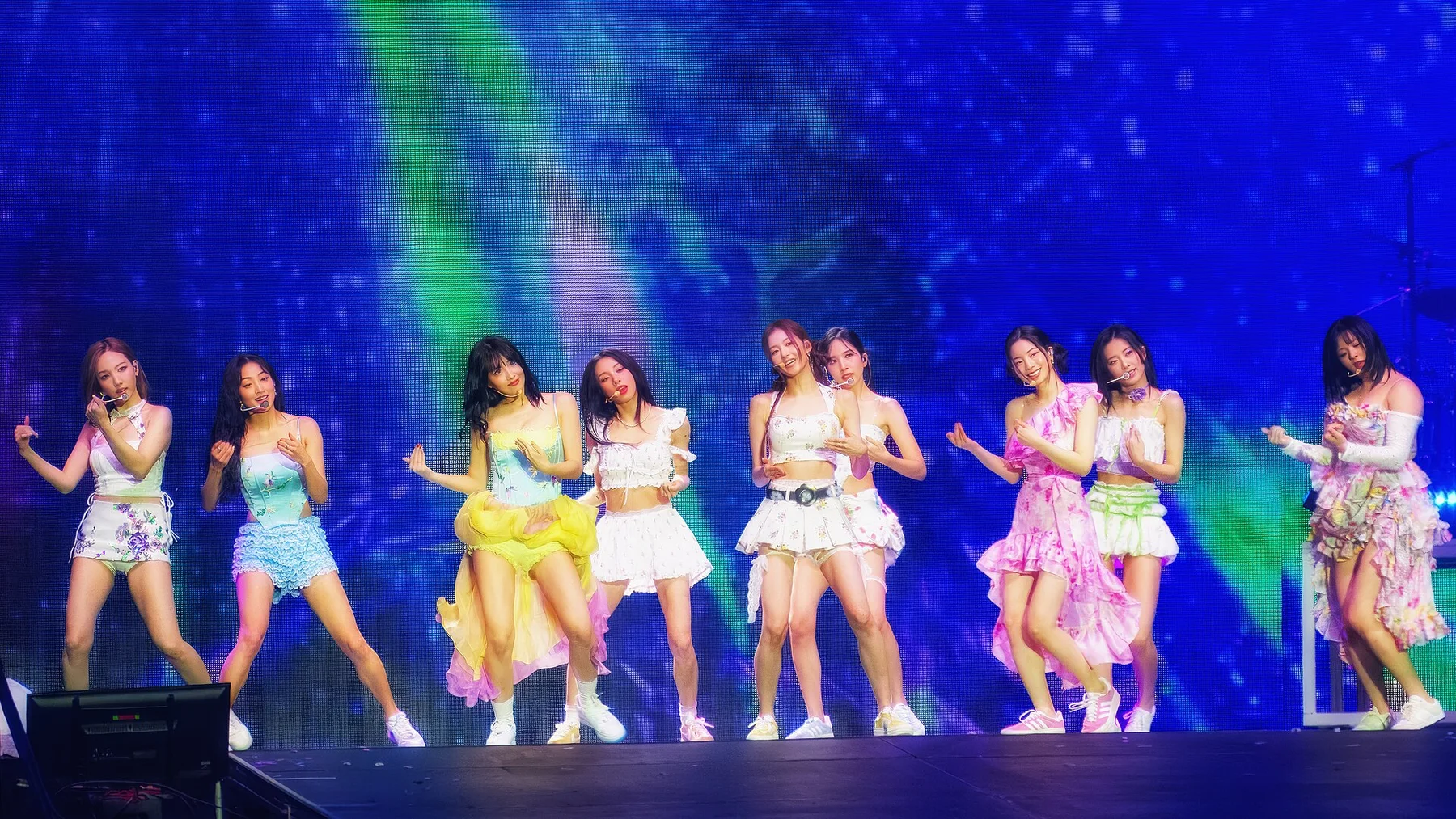 Context: TWICE performing in Las Vegas on 16 March 2024; historic JYP live-music context, not a FY2025 concert or earnings announcement.