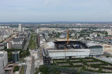 Context: U Arena, later Paris La Defense Arena, under construction in Nanterre on 8 June 2017; historic venue context for the arena named in KQ and AEG's release, not an ATEEZ show.