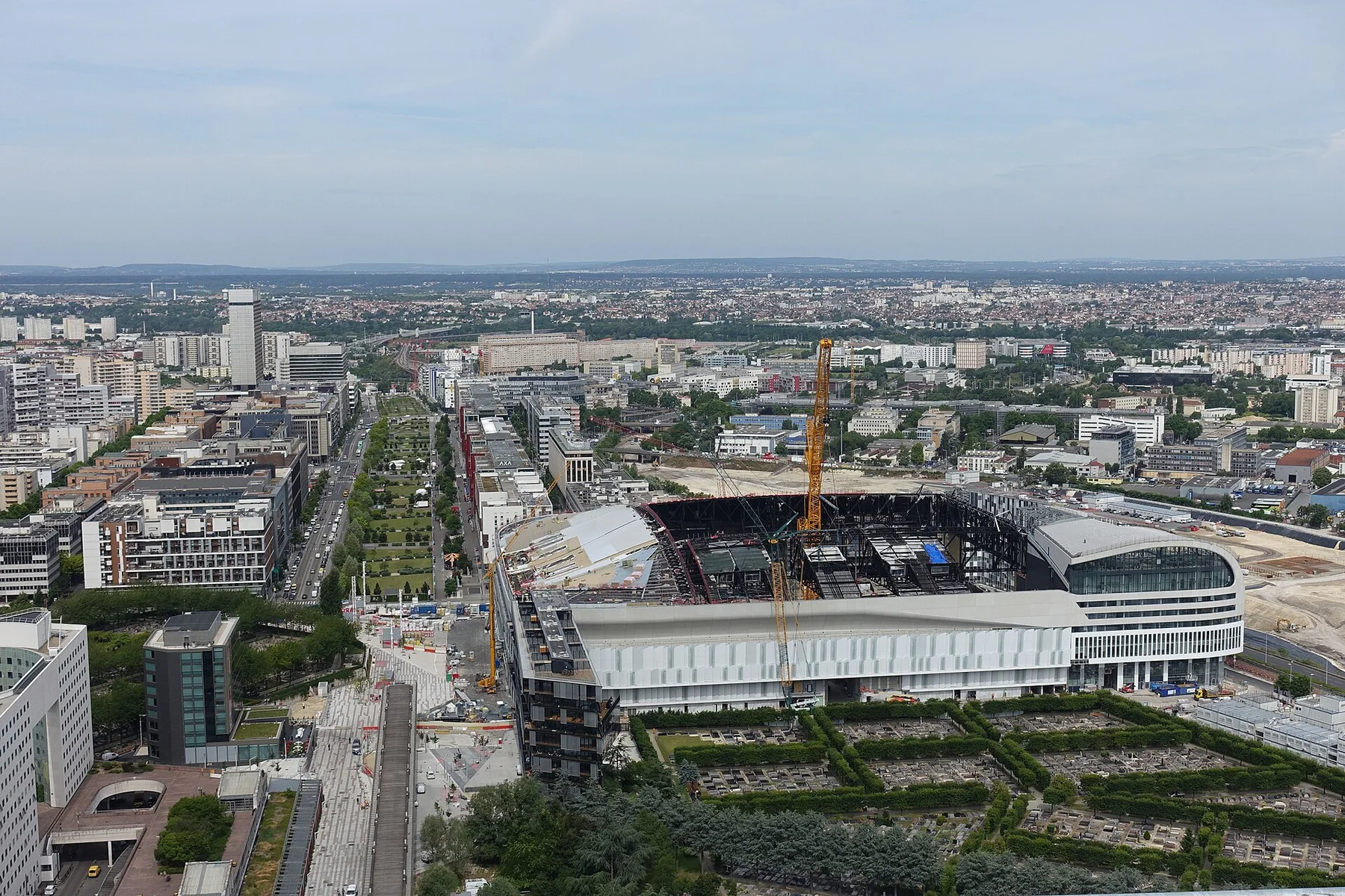Context: U Arena, later Paris La Defense Arena, under construction in Nanterre on 8 June 2017; historic venue context for the arena named in KQ and AEG's release, not an ATEEZ show.